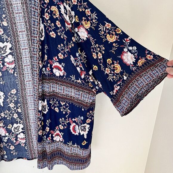 Artesia‎ Womens Anthropologie Open Kimono Cardigan Floral 3/4 Sleeve Boho Large - Picture 2 of 8